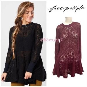 Free People Coffee in The Morning Tunic Top in Vetiver Bloom Size XS